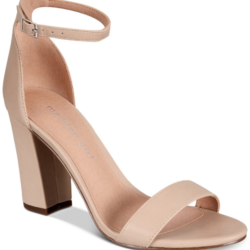 Madden Girl Nude Patent Leather Block Heels